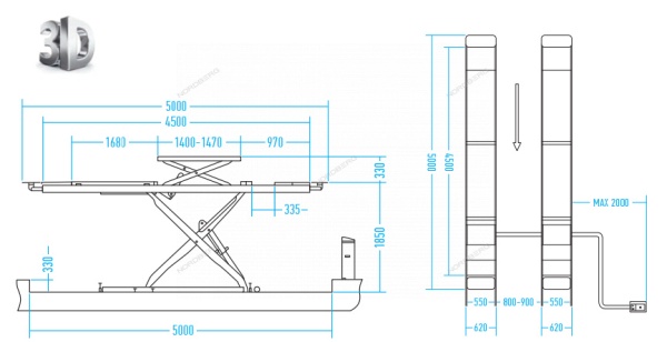 Подъемник ножничный для сх-разв 4,5т, 380В, 2 уровня (с авар. опусканием), синий