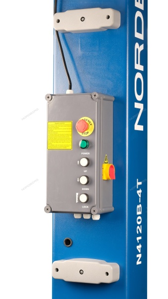 Подъемник двухстоечный 4 т, с электростопорами, 220 В, синий