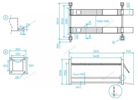 Подъемник четырехстоечный 6,5 т, для сход-развала, синий