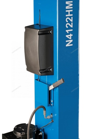 Подъемник двухстоечный 4 т, верхняя синхронизация, снятие со стопоров с одной колонны, 380 В, синий