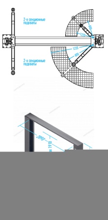 Подъемник двухстоечный 4 т, верхняя синхронизация, с электростопорами, H=4 м, 380 В, синий